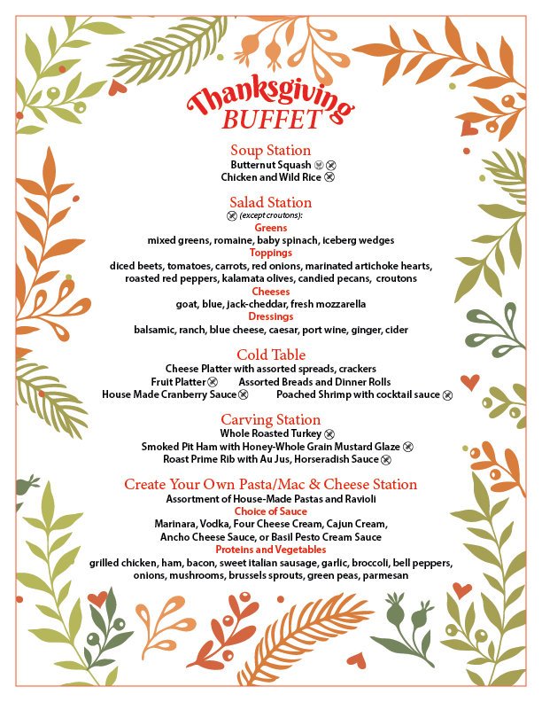 2025 Thanksgiving Buffet Menu